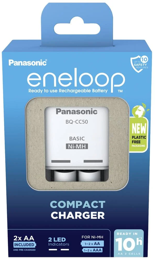 Panasonic Compact BQ-CC50 +2x eneloop AA Stekkerlader NiMH AAA (potlood), AA (penlite)